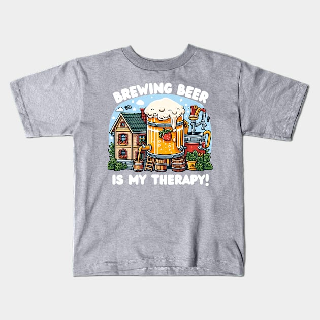 Home Brewing Beer is my therapy, Craft beer Brewing Kids T-Shirt by MugMusewear